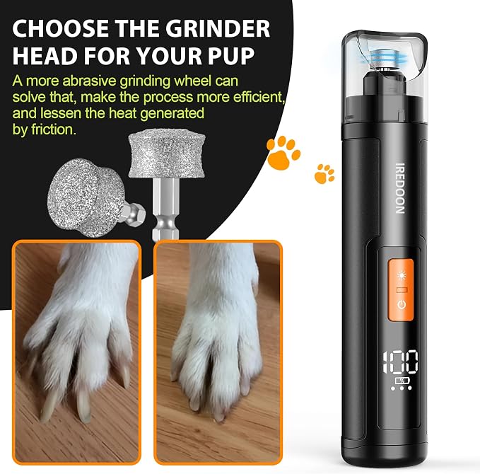 IREDOON Dog Nail Grinder Replacement Head-Integrated Grinding Head for Casfuy and Most Brands, Highly Efficient, Safe and Durable (2pcs)