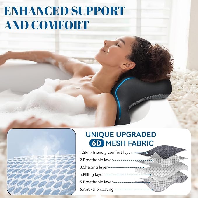 Full Body Bath Pillow for Bathtub, Thick & Luxury Bathtub Pillow Bathtub Cushion with 192 Suction Cups for Head & Neck, Back Support, Ideal Bath Pillows for Tub Women' Gifts Spa, Soaking