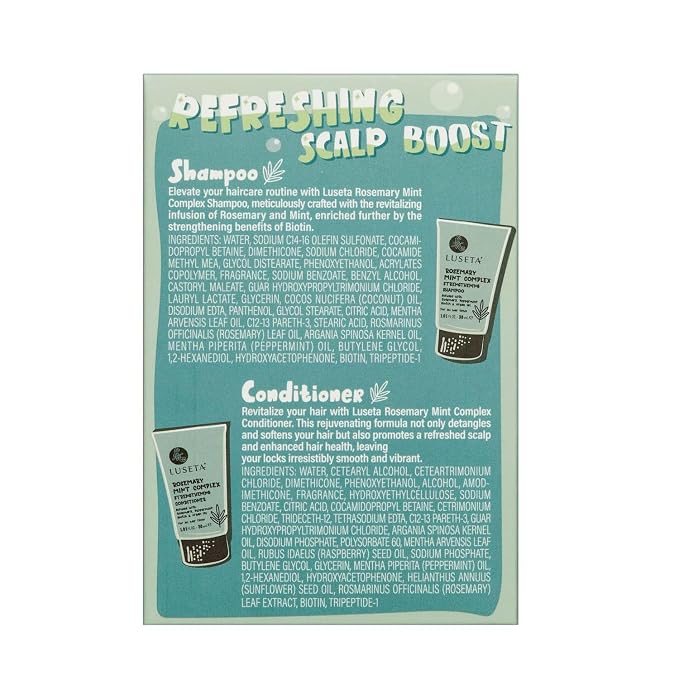 Luseta Rosemary Mint Tavel Shampoo and Conditioner Set Mini Size Strengthen and Nourish Thinning Hair Reduce Frizz for Women and Men 2 x 1.01oz