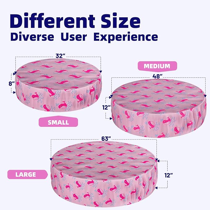 Foldable Round Dog Swimming Pool Cover, for 32"/48"/63" Collapsible Outdoor Tub,PVC Coating Waterproof and UV Protection (S-32 * 8 inch, Pink)