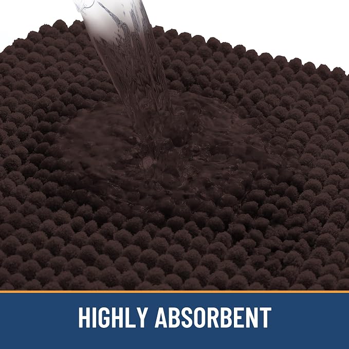 Arotive Bathroom Rugs 47" x 17", Ultra Soft Absorbent Chenille Bath Rugs, Rubber Backing, Machine Washable Bath Mats for Bathroom Floor, Tub and Shower, Home Decor Accessories, Brown