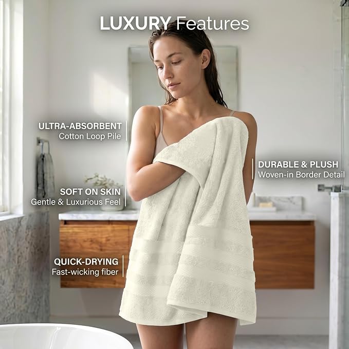 RIVERSIDE Pack of 2 Extra Large Bath Sheets 35 x 70 Inches, 100% Ring Spun Cotton, Hotel Quality, Oversized Bath Towels, Super Soft, Highly Absorbent & Quicker to Dry, Cannoli Cream