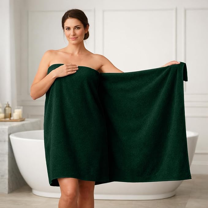 RIVERSIDE Pack of 1 Jumbo Bath Sheet 40 x 80 Inches - Extra Large Bath Towel, Super Soft & Highly Absorbent, 100% Cotton Quick Dry, Perfect to Wrap Yourself in - Hunter Green
