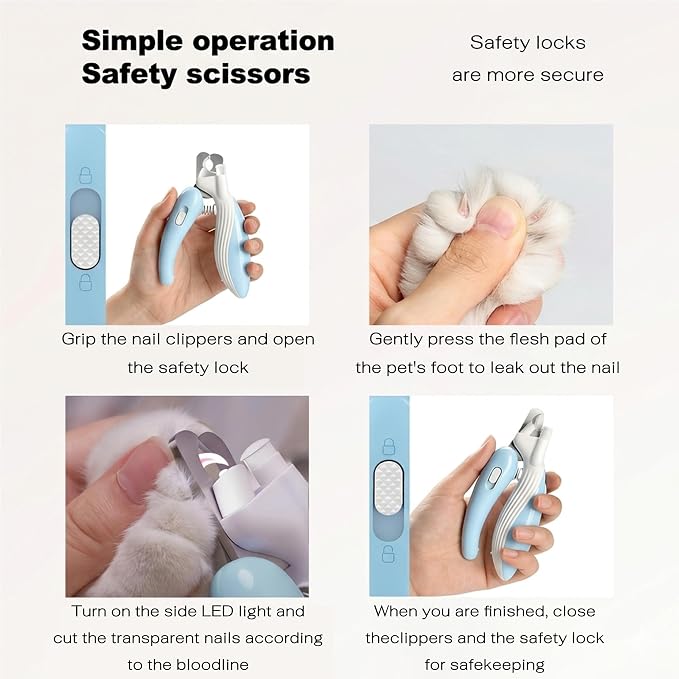 Cat & Dog Nail Clippers with LED Light, Illuminates Nail Bloodline to Prevent Overcutting, Pet Nail Trimmer with Safety Guard & Built-in Nail Catcher for Dog Cat Rabbit Small Animals(CoffeeBrown)