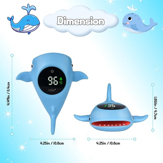 Baby Bath Thermometer - Digital Floating Water Thermometer with LED Display & Color Temperature Alerts, Rechargeable Bath Toy for Infant Bathtub Safety, Newborn Bath Essentials Gift