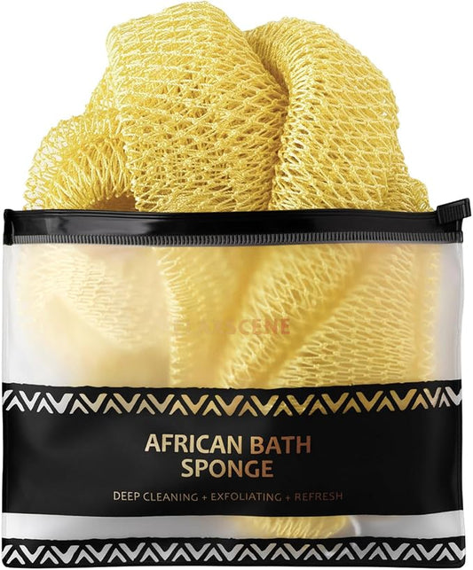 African Net Sponge Authentic - Exfoliating Back Scrub Bath Sponge with Handles - Afro Scrub Body Scrubber Exfoliator Washcloth - African Body Care Daily Use Shower Essentials