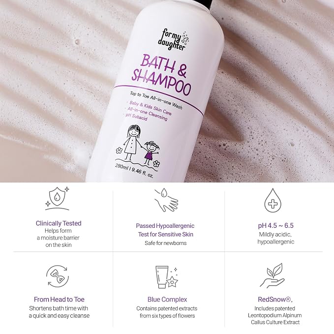 for my daughter 2-in-1 Baby Bath Wash & Hair Shampoo– Gentle 2-in-1 Cleanser Safe, Natural, and Effective Care for Delicate Baby Skin & Hair (280ml / 9.46oz)