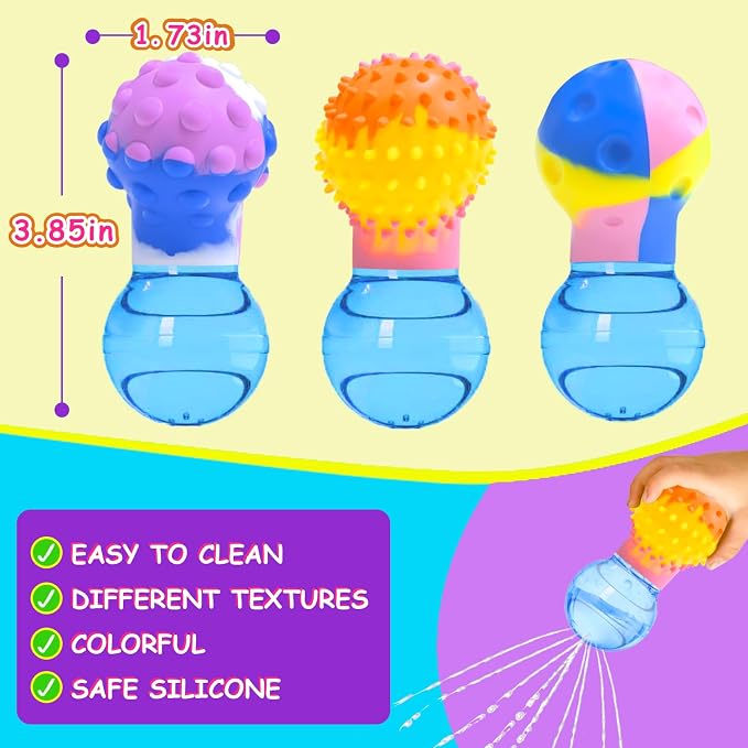Bath Toys for Toddlers Ages 1-3, Squishy Bath Bulb Bath Toys for 1 2 3 Year Old Boy Girl Gifts, Sensory Squeezing Bathtub Water Toys for Baby Kids 1-3 2-4 Stocking Stuffers