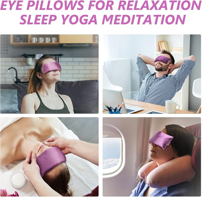 RelaxCoo Lavender Eye Pillow for Relaxation, Yoga, Sleeping, Weighted Eye Mask Heated for Headache, Sinus, Dry Eye Relief, Moist Heat Eyes Compress, Meditation Accessories with Aromatherapy, Pack of 6