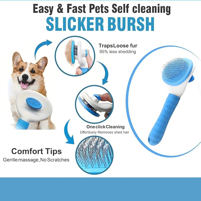 9PC Dog Grooming Kit for Bathing, Dog Paw Cleaner, Shampoo Dispenser Brush, Bath Scrubber & Massage Brush, Washing Gloves, Toothbrush Set, Complete Pet Bath Supplies for Dogs & Cats