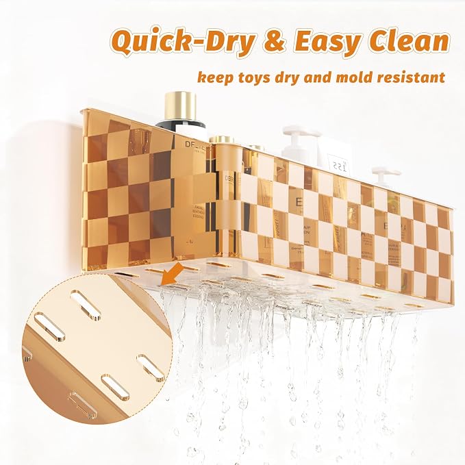 2 Pack Bath Toy Storage Holder, Large Capacity Bath Toy Organizer for Tub | Holder for Bathroom, Bedroom & Kitchen, Organize Shower Toy, Shampoo, Bath & Kitchen Items, ABS Quick-Dry, Sheer Gray, Brown