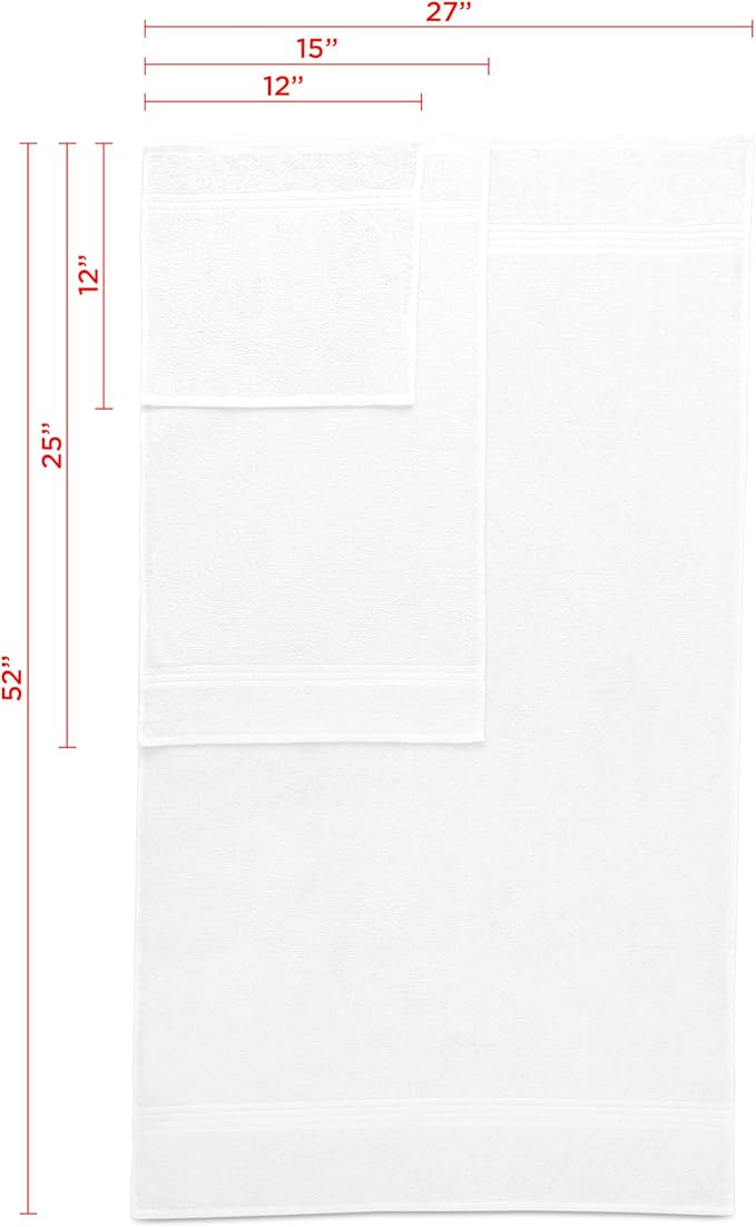 Martex Easy Living Everyday 6-Piece Bathroom Towel Set, White | 2 Bath Towels, 2 Hand Towels, 2 Wash Cloths, 100% Cotton, Soft, Quick-Dry