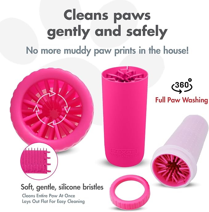 Dexas MudBuster Portable Dog Paw Cleaner, Pink Large Pet Supplies and Accessories (Pack of 6)