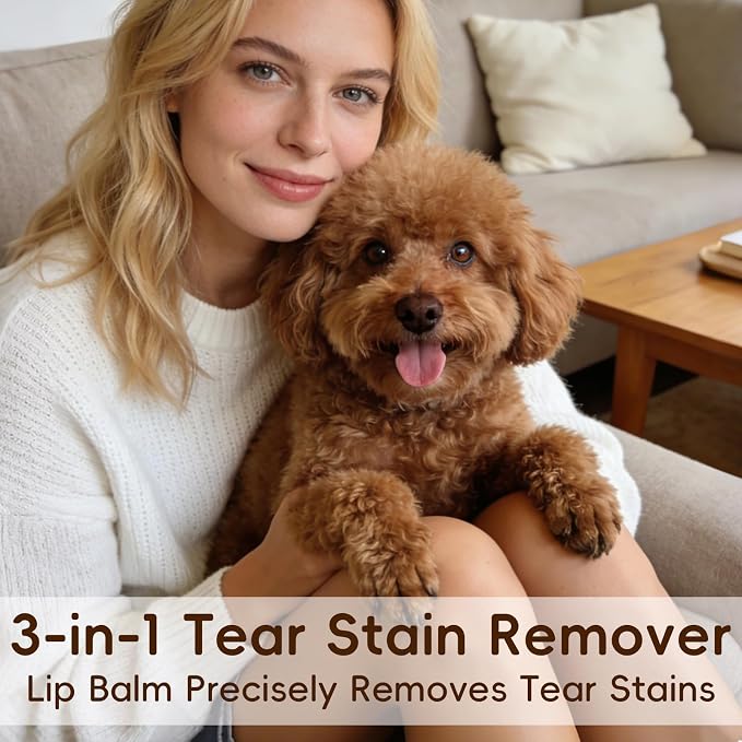 Angel Eyes Tear Stain Remover for Dogs, Tear Stain Remover Balm for Dogs & Cats with Pro Powder Brush – Natural Safe Gently Removes Eye Gunk & Stains – Great for White Dogs, Daily Eye Cleaning (2 PCS)