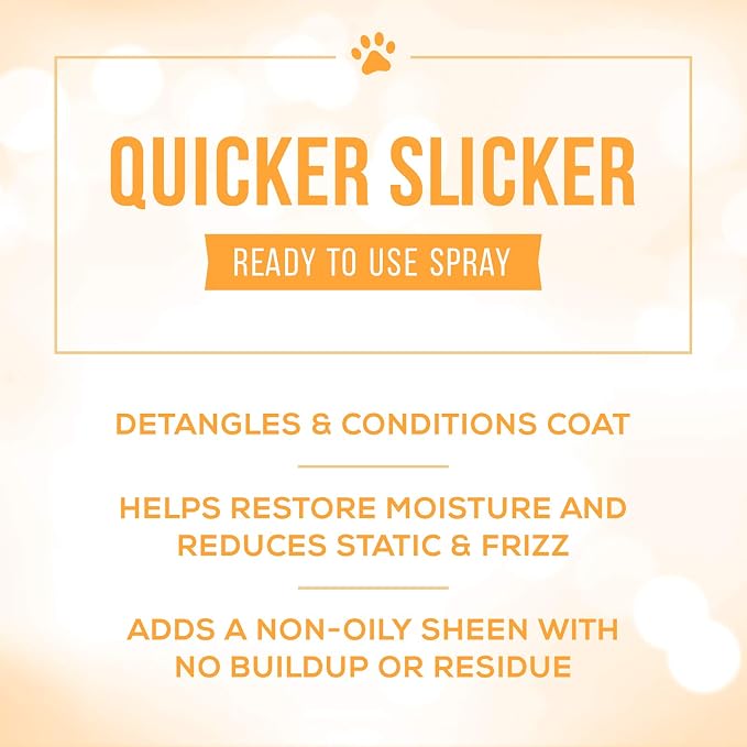 Nature's Specialties Quicker Slicker Ready to Use Detangling and Conditioning Spray, Natural Choice for Professional Groomers, Helps Restore Moisture, Made in USA, 16 oz
