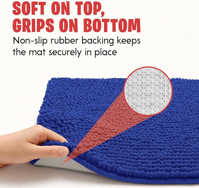 MUDGUARD MAT® Dog Door Mat for Muddy Paws, Super Absorbent Microfiber, Non-Slip Indoor Mat, Quick-Dry Chenille Rug for Pets & Entryway, Machine Washable, Navy Blue 16" x 24"