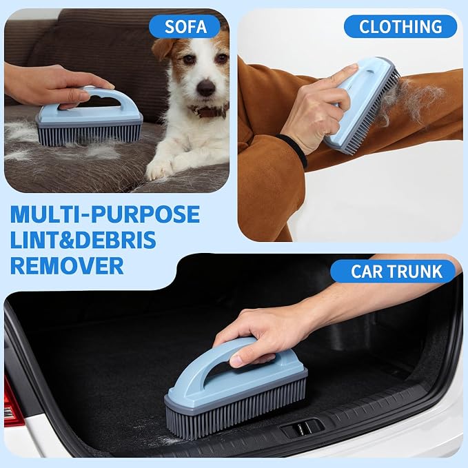 HOP Blue Rubber Pet Hair Removal Brush Lint&Debris Remover Brush | Rubber Bristles,Lint&Debris Remover,Pet Hair Removal Brush