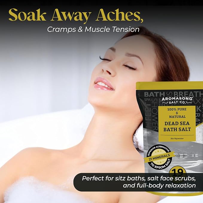 Aromasong Dead Sea Salt - Spa Bath Salt - Bulk 19 Lb Pack of 78 (1482 Lbs Total) Fine Grain - 100% Pure - Better Absorbing Than Epsom Salt - Soak for Women & Men for Skin Issues and Relaxation