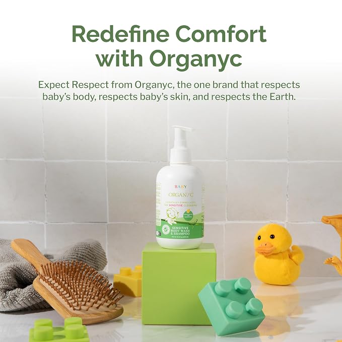 Organyc Baby Shampoo & Body Wash with Skin-Nurturing Cotton Seed Oil, Gentle Kids Body Wash, Naturally Formulated Baby Essentials, 8.5 fl oz