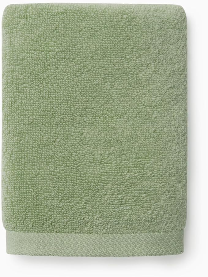 Sferra Cielo Wash Cloth - 12" x 12" Cotton Washcloths - Fade Resistant and Highly Absorbent Face Towel, 100% Long-Staple Zero Twist Cotton, Luxurious Woven Border Design - Palm