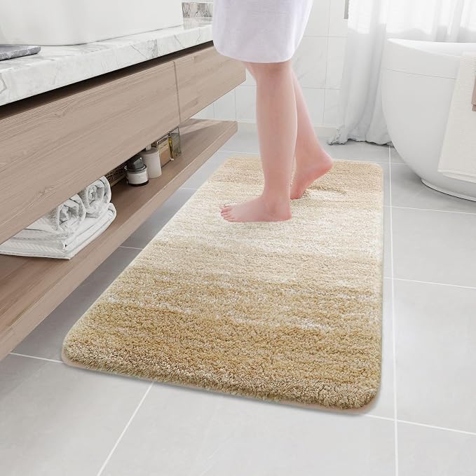 Arotive Microfiber Bathroom Rugs, Shaggy Soft and Absorbent Bath Rug, Thick Plush Machine Washable Dry Bath Mats for Bathroom, Tub and Shower, 44x24, Camel, Rectangular