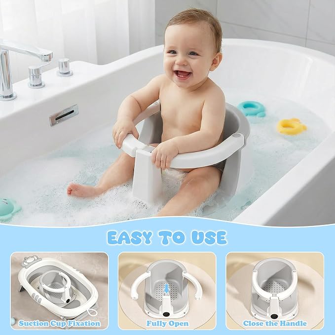Baby Bath Seat for Babies Sitting Up, Bath Seats Sitting Up for Infant,Safe & Comfortable Toddler Bath Seat, Features an Open Design, Non-Slip Baby Bathtub with 3 Suction Cups(6-24Month)