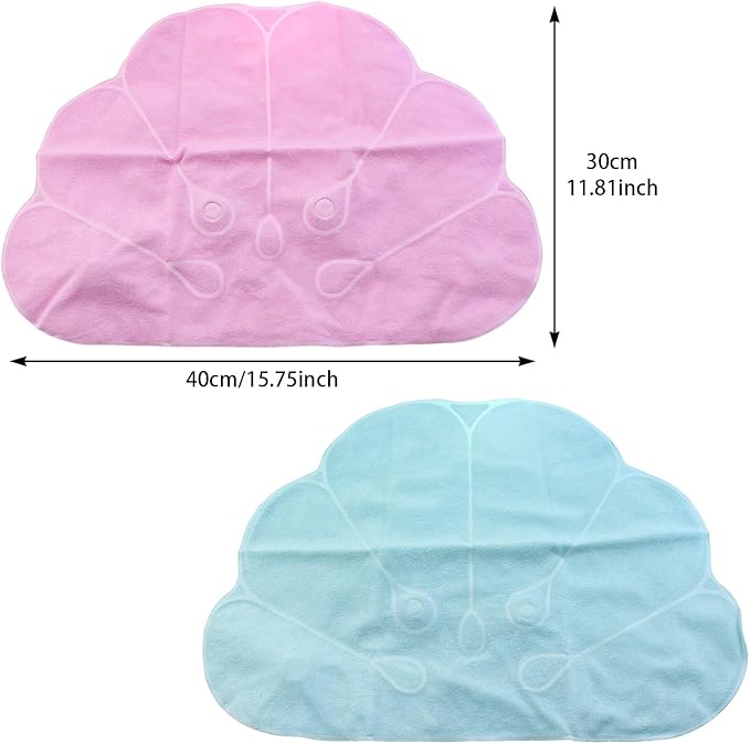 2PCS Shell Shaped Inflatable Towel Bath Pillow with Suction Cups Soft and Comfortable Cushion Neck Support