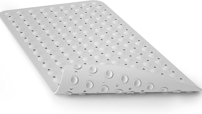 JOYCANO Bath Mat for Tub Non Slip, Shower Mat Bathtub Mat Non Slip, Natural Rubber no Plastic Odors Perfect for Baby and Elder, Tub Mat with Suction Cups, Machine Washable, 28 X 16 inches, White