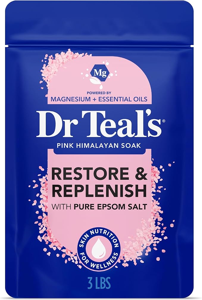Dr Teal's Epsom Salt Magnesium Soak, Restore & Replenish with Pink Himalayan Salt, 3 lbs