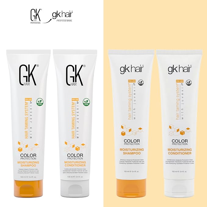 GK HAIR Travel Size Shampoo Conditioner set | Curly Hair Shampoo & Conditioner For Color Protection | Made with Aloe vera, Parki Butter | Free of Parabens Phthalates Sulfate Free 3.4 Fl Oz