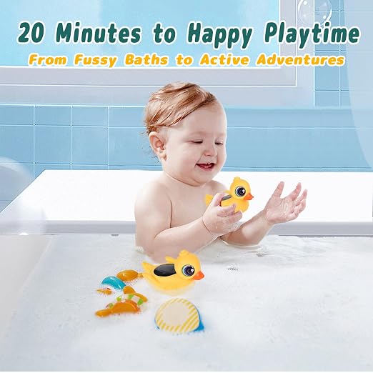 Baby Bath Thermometer - Digital Floating Water Thermometer with LED Display & Color Temperature Alerts, Rechargeable Bath Toy for Infant Bathtub Safety, Newborn Bath Essentials Gift