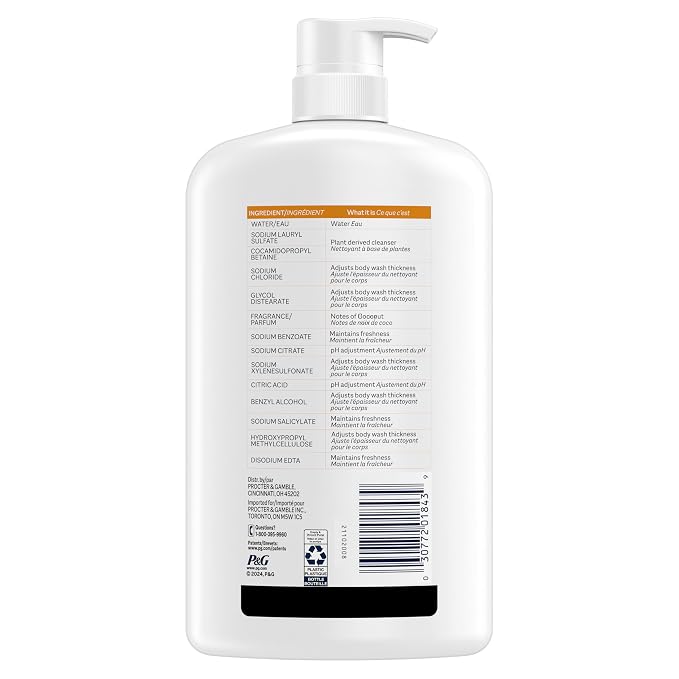 Ivory Body Wash, Designed for the Whole Family, Gentle Formula, Free of Dyes Heavy Perfumes Parabens Phthalates & Silicones, for Sensitive Skin, Designed for Skin's pH, Honey Scent, 35 oz