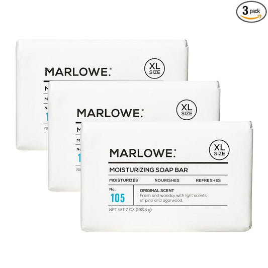 MARLOWE. Bar Soap for Men, Moisturizing Body Soap, Sage + Fir, 7 oz(3 Bars) | Nourishing & Refreshing with Natural Extracts, Shea Butter, Olive Oil & Green Tea Extracts, Original Sage & Fir Scent