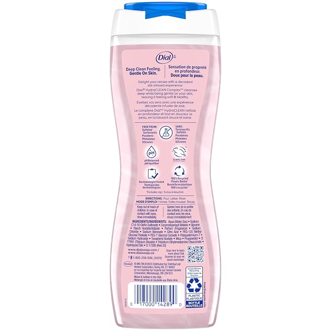 Dial Body Wash, Hydraclean Complex & Vitamin E, Gentle, Leaves Skin Feeling Nourished, Dermatologist-Tested, No Parabens & Sulfates, Pamper & Indulge, Silk & Magnolia, 16 Fl Oz (Pack of 4)