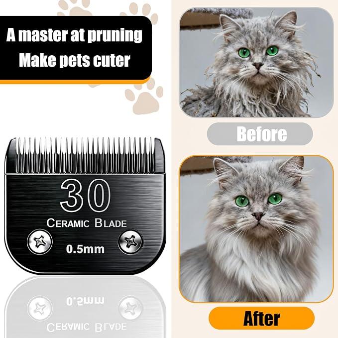 3Pack Dog Grooming Blades Replacement for Andis Dog Clpper 5FC Blades | Dog Clipper 30 Blades Compatible with Most Oster A5 Wahl KM Series Pet Clippers,Black