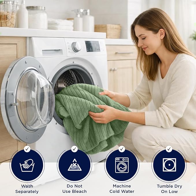 DAN RIVER Pack of 2 Bath Sheet 35x70 Inches, Extra Large Ribbed Quick Dry Bath Towels for Bathroom, Soft Absorbent Towels - Sage Green