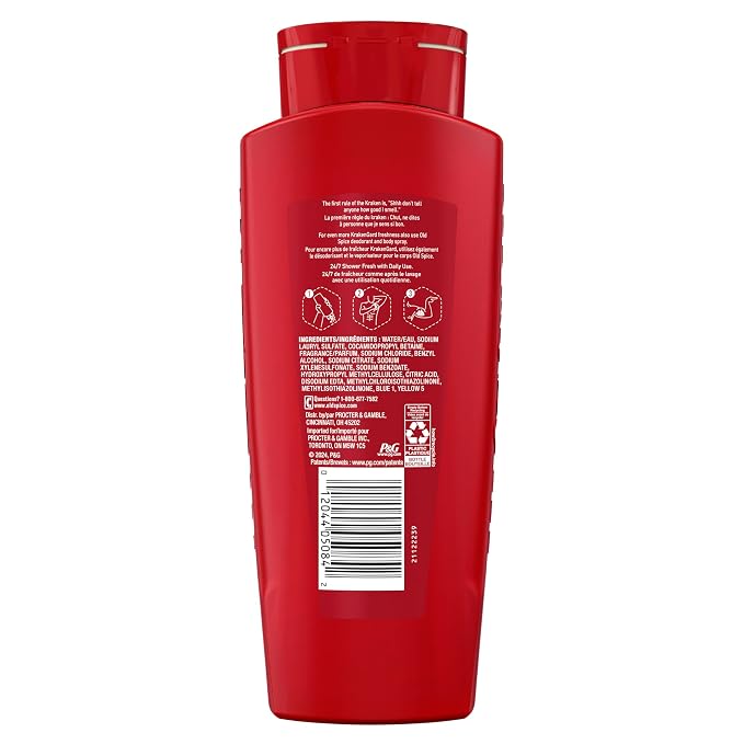 Old Spice Cleansing Body Wash for Men, 3X Defense, 24/7 Shower Fresh with Lasting Scent, 2-in-1 Body & Face Wash, Krakengard with Deep Ocean Scent, 24 oz (Pack of 4)