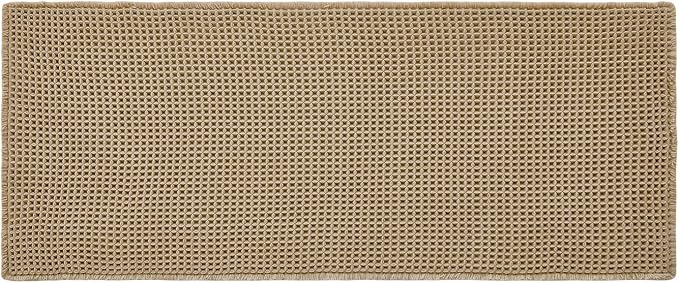 TYUU Waffle Runner Rug Bathroom, Long Boho Bathroom Rugs Non Slip Washable Super Absorbent Quick Dry Farmhouse Bath Mat, 72"x24" Khaki