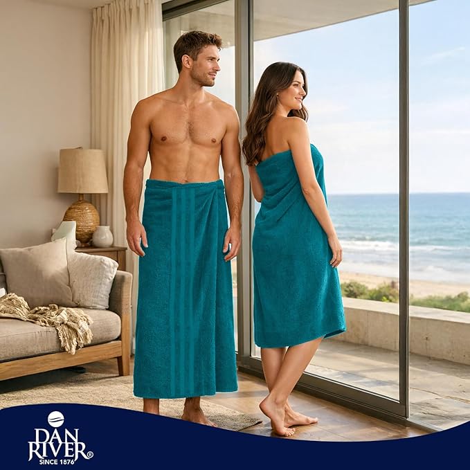 DAN RIVER 2 Pack Luxury Bath Sheets 35x70, 600 GSM, Soft & Quick Dry 100% Ring Spun Cotton Towels Ideal for Hotels, Spas, Gyms & Salons Extra Large, Teal