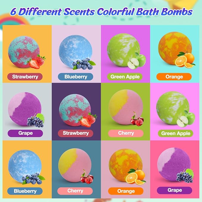 Bath Bombs for Kids with Surprise Toys Inside, 12 Pack Kids Bath Bombs with Puppy Dolls & Dog Pretend Playset, Easter Birthday Gifts for Girls Boys, Handmade Bubble Bath Fizzies Ball Gift Set