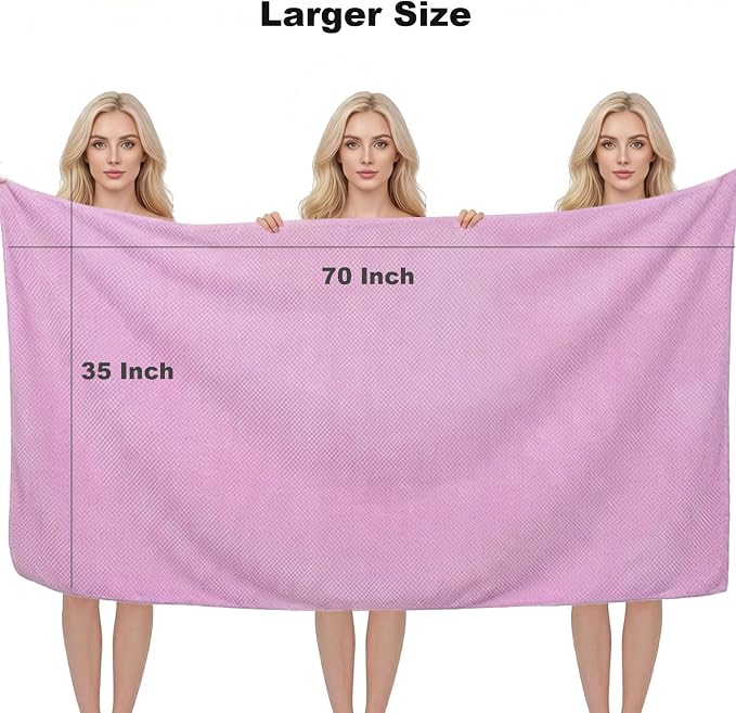 2 Pack Bath Towel Set, Waffle Bath Towel Set, Super Soft Highly Absorbent, Sturdy Quick Drying Towels for Bathroom, Gym, SPA, Yoga (2 Piece 35" x 70", 2Purple)
