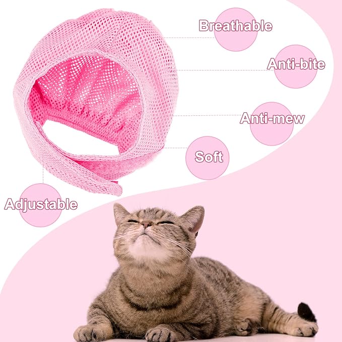 10 Pcs Cat Bathing Bag Set Pet Mesh Shower Bag Anti Bite and Scratch Pet Grooming for Washing Brush, Cat Muzzle, Nail Clipper, Nail File, Tick Tool(Blue and Pink)