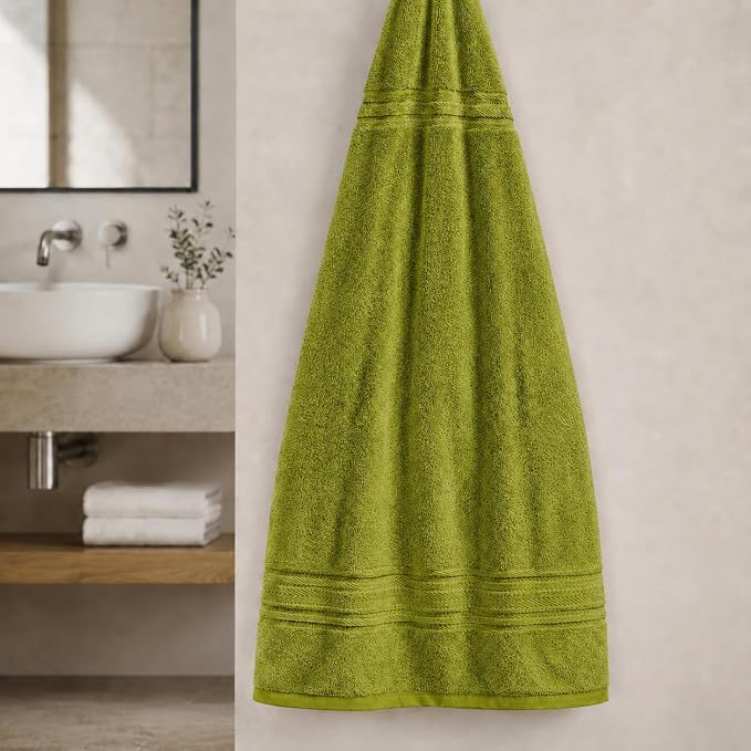 Terry Bath Sheet Set of 2 Green Bath Towels Set 35x70 Inches, 100 Combed Long Staple Cotton Highly Absorbent Ultra Soft Oversized Large Luxury Hotel & Spa Quality Bathroom Towels Set