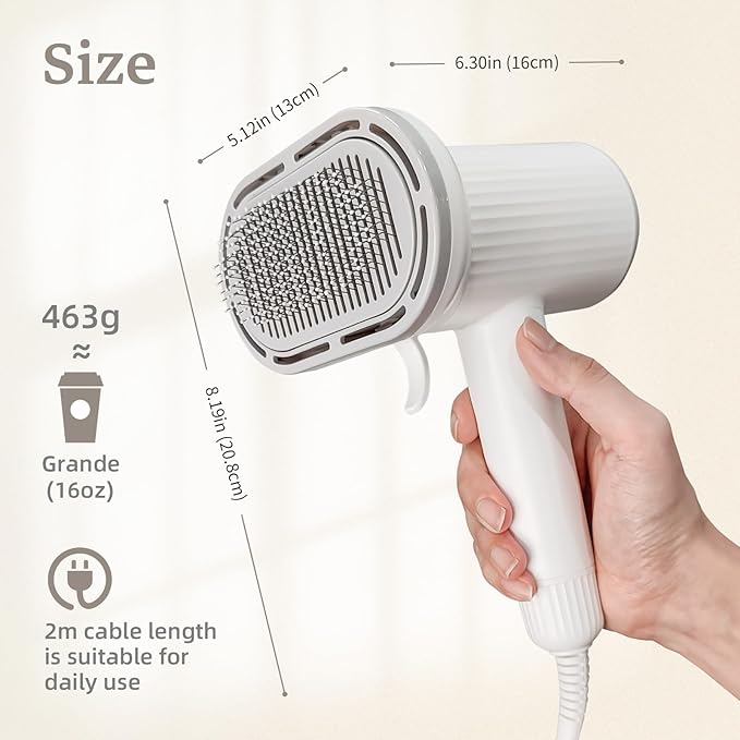 Dog Brush for Shedding, Professional 2-in-1 Pet Hair Dryer & Dog Grooming Brush with Removable Comb, Adjustable Temperature/Speed, Portable Brush for Dogs and Cats