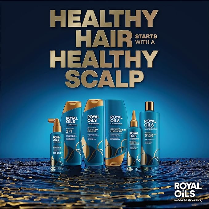 Head & Shoulders Royal Oils Shampoo and Conditioner Set, 1% Pyrithione Zinc, Scalp Care & Hydration, Moisture Renewal Conditioner + Anti-Dandruff Shampoo, 12.8 fl oz Each