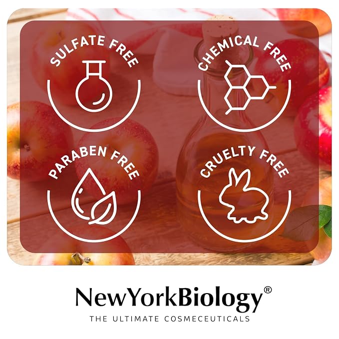New York Biology Apple Cider Vinegar Shampoo and Conditioner Set – Helps Restore Shine, Hair Gloss and Hydration for Dry Hair & Scalp – Clarifying & Nourishing – 16.9 Fl Oz