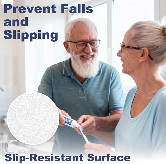 Gecork 28 PCS Shower Floor Non Slip Stickers with Strong Adhesive, Invisible & Durable Anti Slip Shower Stickers with Scraper for Bath Tub, Pools and Stairs, Clear, Wide Rectangle