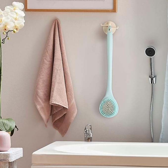 BEDELITE Back Bath Brush Long Handle for Shower of 2 - Soft Shower Brush for Men & Women,Back Brush Scrubber - 16.4" Long Skin Exfoliator for Bath Scrubber Body Brush（Blue & Blue）