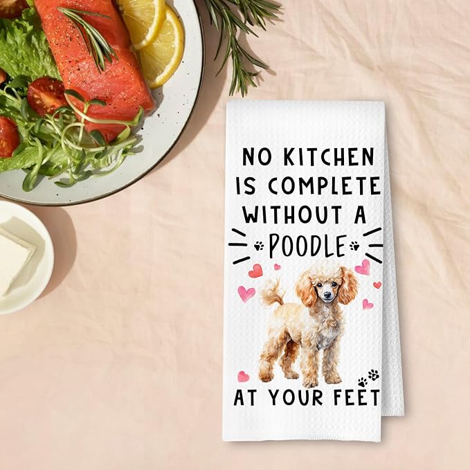 Poodle Funny Dog Dish Towels - A Kitchen is Not Complete Without A Poodle Dish Towel Weave Hand Towels for Home Bathroom Decor,Dog Lovers Gift,16×24 Inch