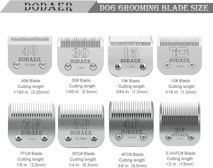 5Pcs Dog Grooming Blades Set,Compatible with Andis,OsterA5,Wahl KM10 Series | Include 10/7F/5F/4F/3F Detachable blade ,Made of Stainless Steel